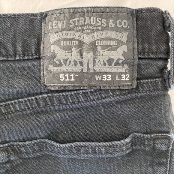 LEVI STRAUSS 511 Straight Leg Faded Black Denim Jeans 33 x 32 - Picture 11 of 14